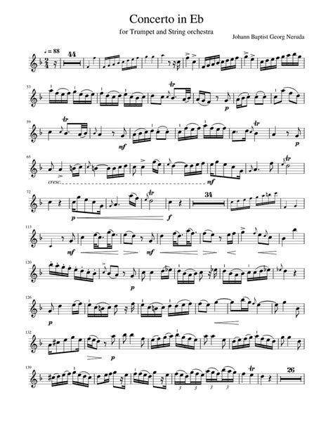 Neruda Trumpet Concerto In Eb (trumpet Parts For Eb Trumpet)